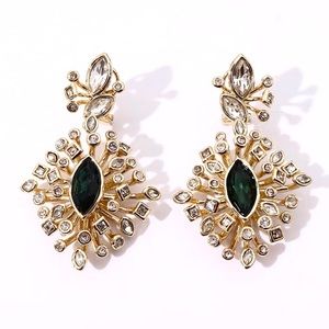 Alexis Bittar Gold and Green Statement Earrings